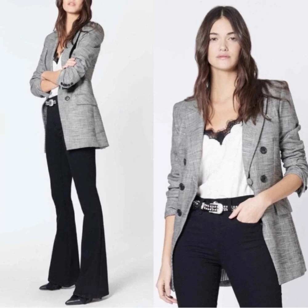 Veronica Beard Blue Plaid Double Breasted Blazer Size 10 Glen Check Jacket